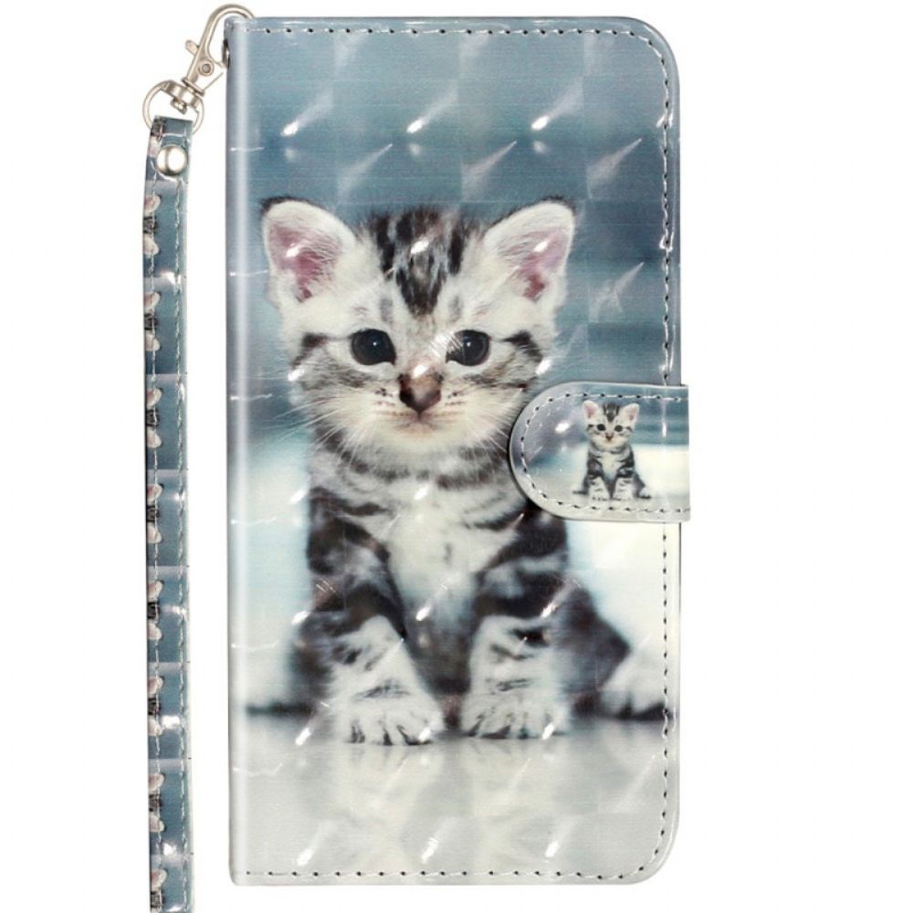 Leren Hoesje voor Samsung Galaxy A53 5G Met Ketting Thong Kitten