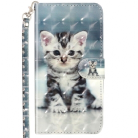 Leren Hoesje voor Samsung Galaxy A53 5G Met Ketting Thong Kitten