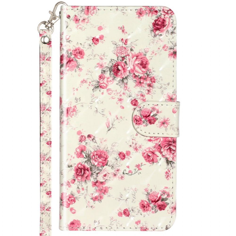 Leren Hoesje voor Samsung Galaxy A53 5G Met Ketting Vrijheidsband Bloemen