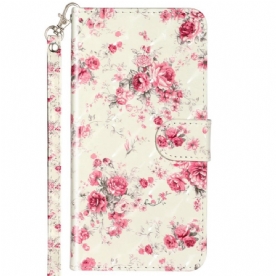 Leren Hoesje voor Samsung Galaxy A53 5G Met Ketting Vrijheidsband Bloemen