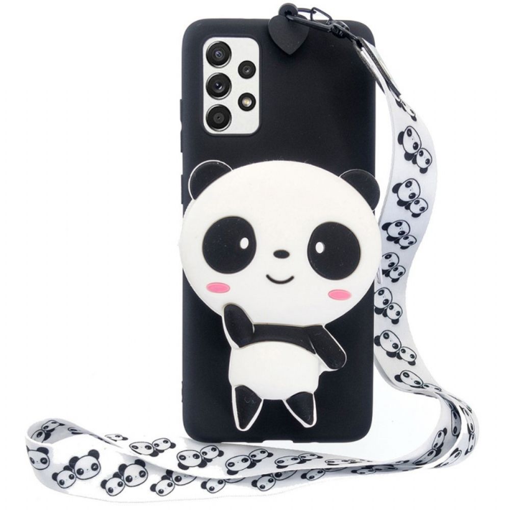 Telefoonhoesje voor Samsung Galaxy A53 5G 3d Panda Met Karabijnkoord