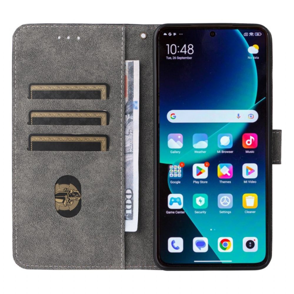 Flip Case Leren Xiaomi 14t Pro Rfid-blokkeerriem Met Suède-effect