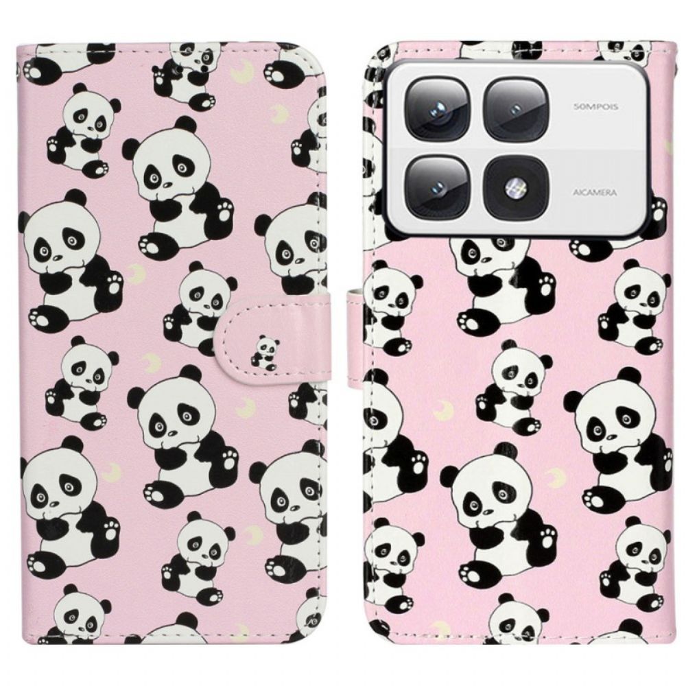 Leren Hoesje Voor Xiaomi 14t Pro Panda's Premium