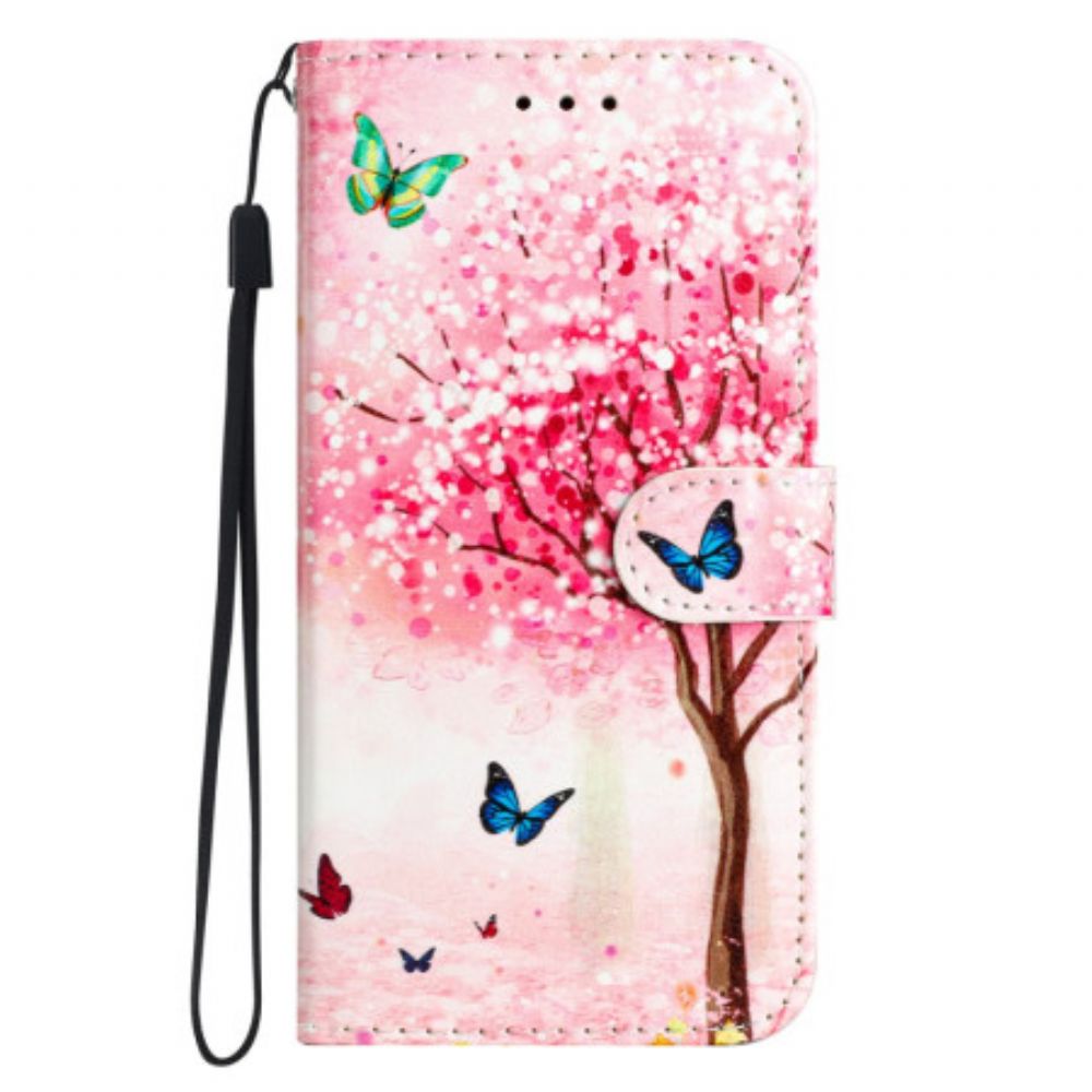 Leren Hoesje Xiaomi 14t Pro Kersenbloesem Bescherming Hoesje