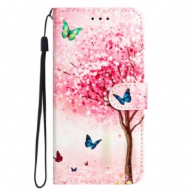 Leren Hoesje Xiaomi 14t Pro Kersenbloesem Bescherming Hoesje