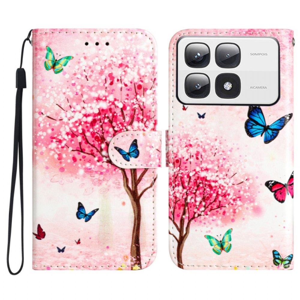 Leren Hoesje Xiaomi 14t Pro Kersenbloesem Bescherming Hoesje