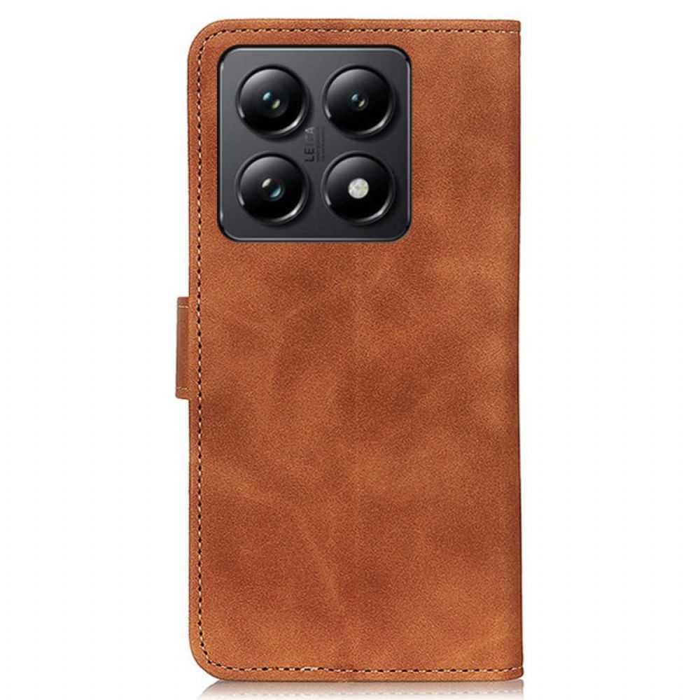 Leren Hoesje Xiaomi 14t Pro Khazneh Suède Stijl