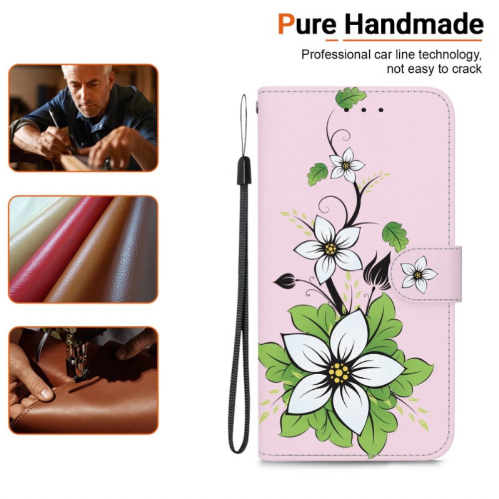 Leren Hoesje Xiaomi 14t Pro Lily Met Bandjes Bescherming Hoesje