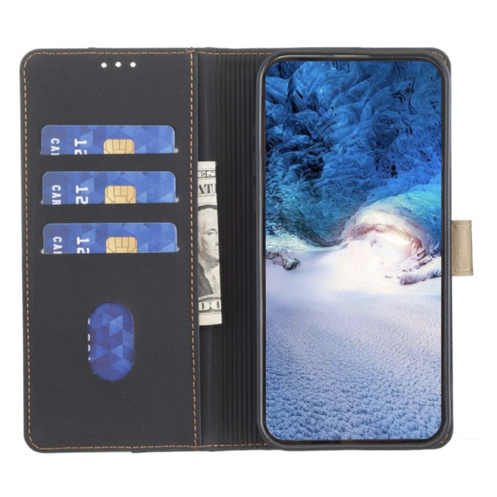 Leren Hoesje Xiaomi 14t Pro Tweekleurige Binfen Kleur