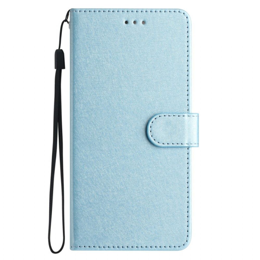 Leren Hoesje Xiaomi 14t Pro Zijden Textuur Met Bandjes Bescherming Hoesje