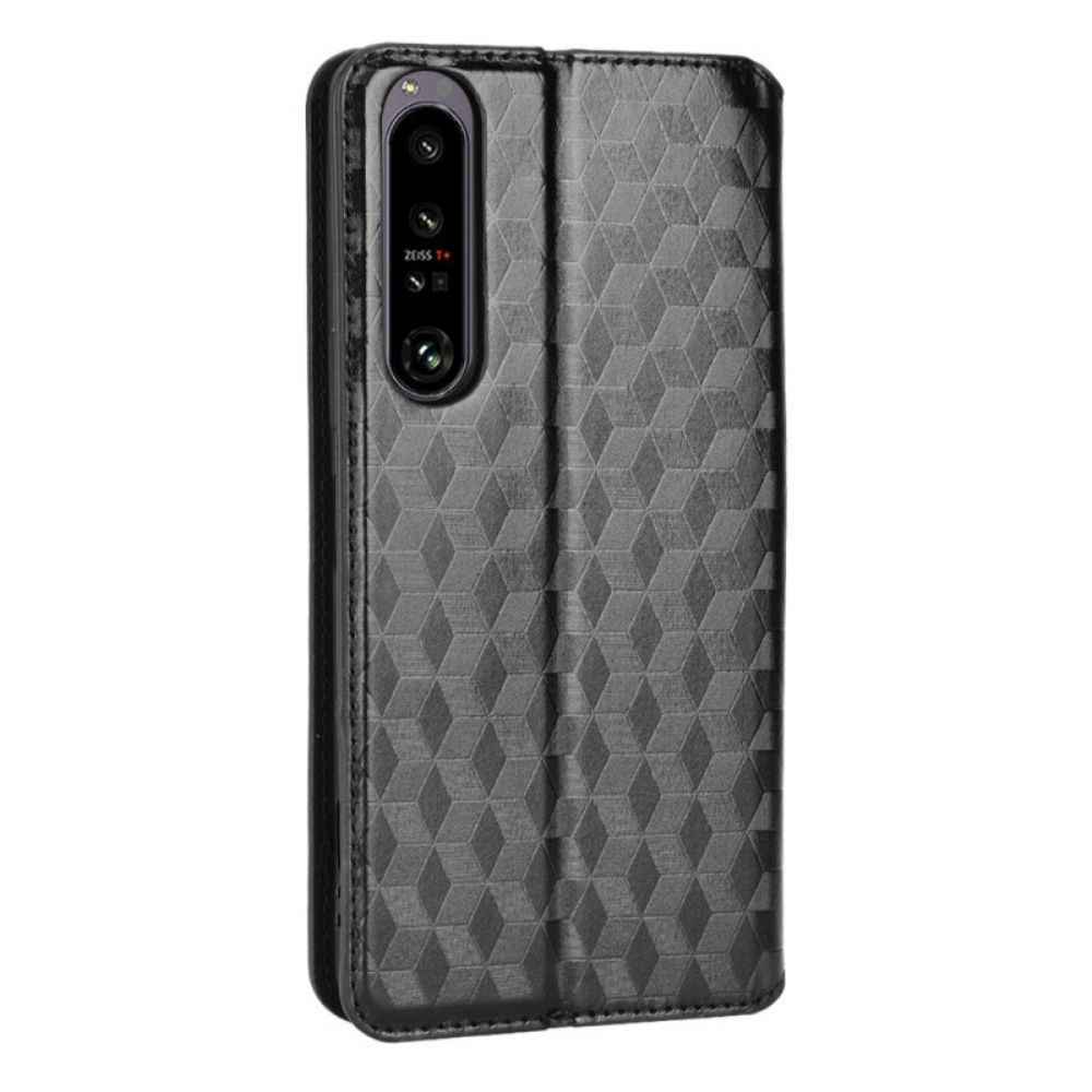 Bescherming Hoesje voor Sony Xperia 1 IV Folio-hoesje 3d-kubussen