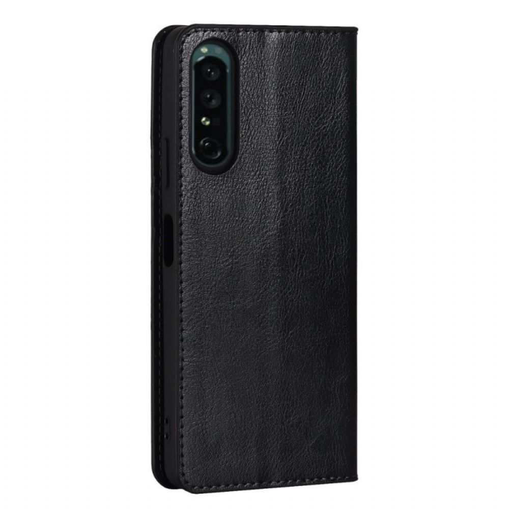 Bescherming Hoesje voor Sony Xperia 1 IV Folio-hoesje Echt Leer