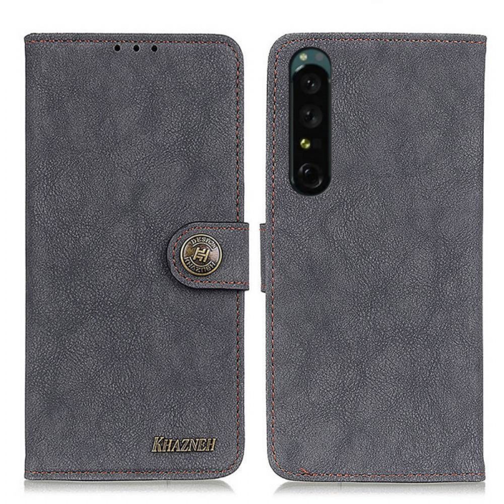 Folio-hoesje voor Sony Xperia 1 IV Vintage Splitleer Khazneh