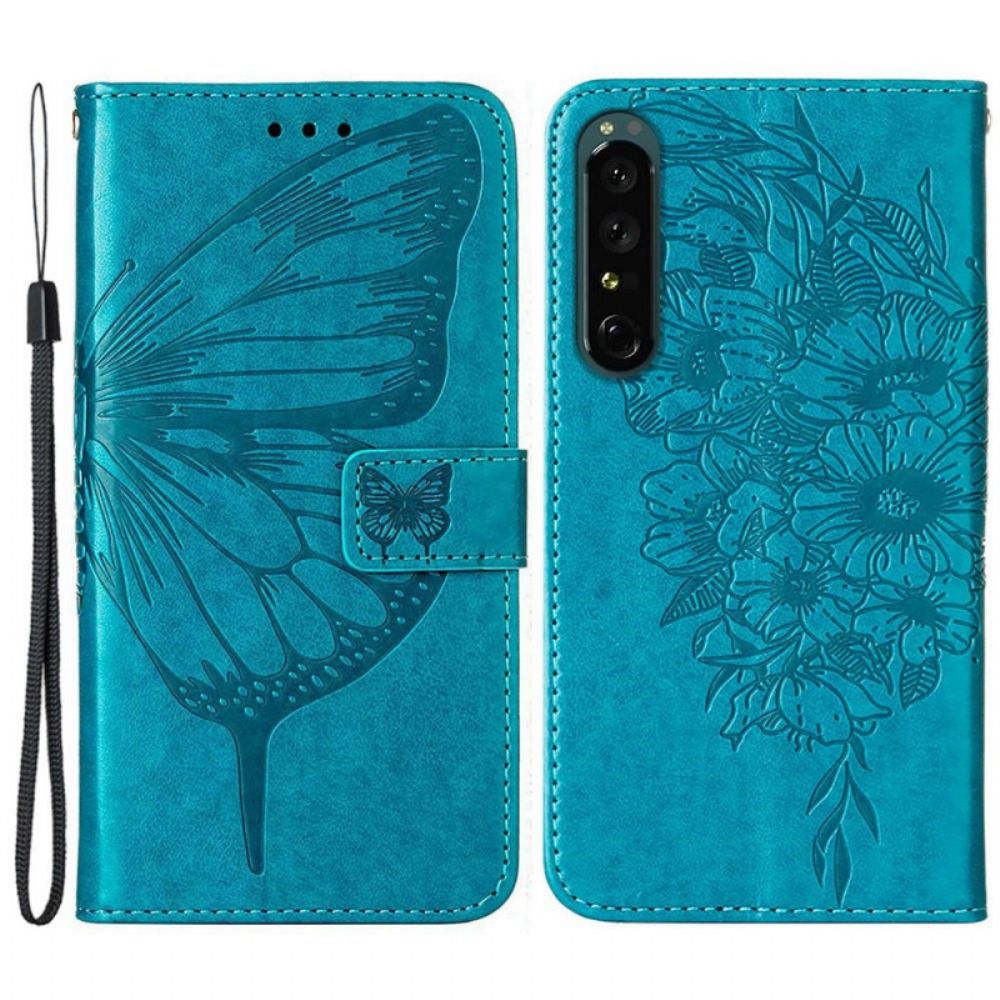 Folio-hoesje voor Sony Xperia 1 IV Vlinder Met Koord