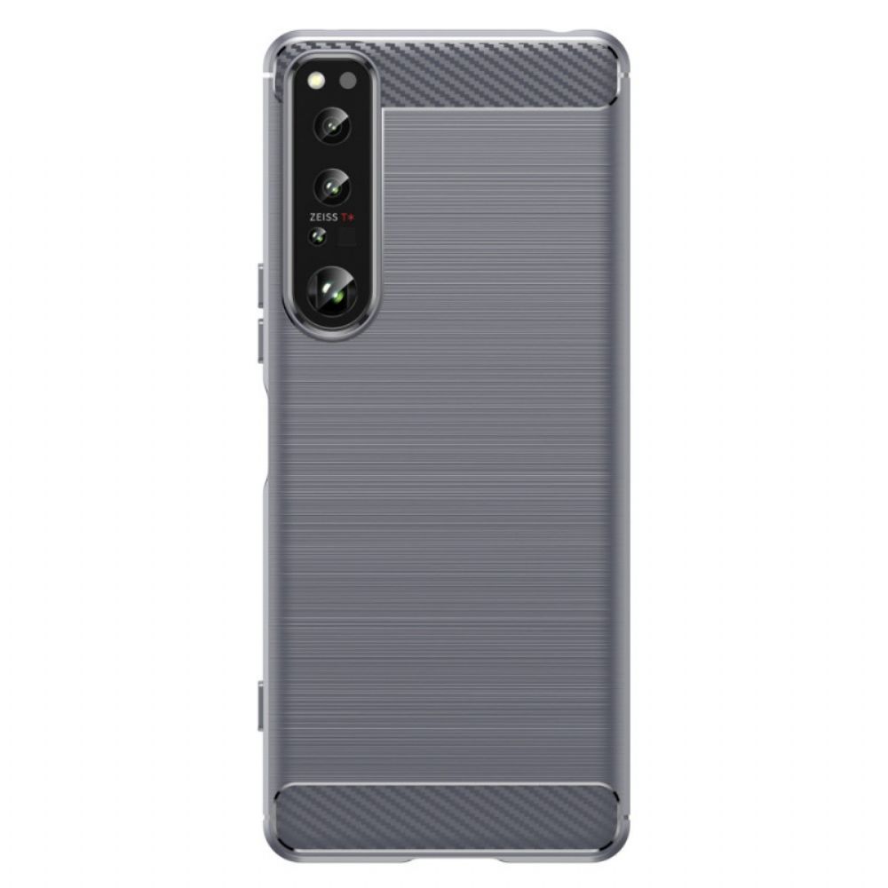 Hoesje voor Sony Xperia 1 IV Geborstelde Koolstofvezel