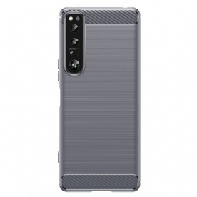 Hoesje voor Sony Xperia 1 IV Geborstelde Koolstofvezel