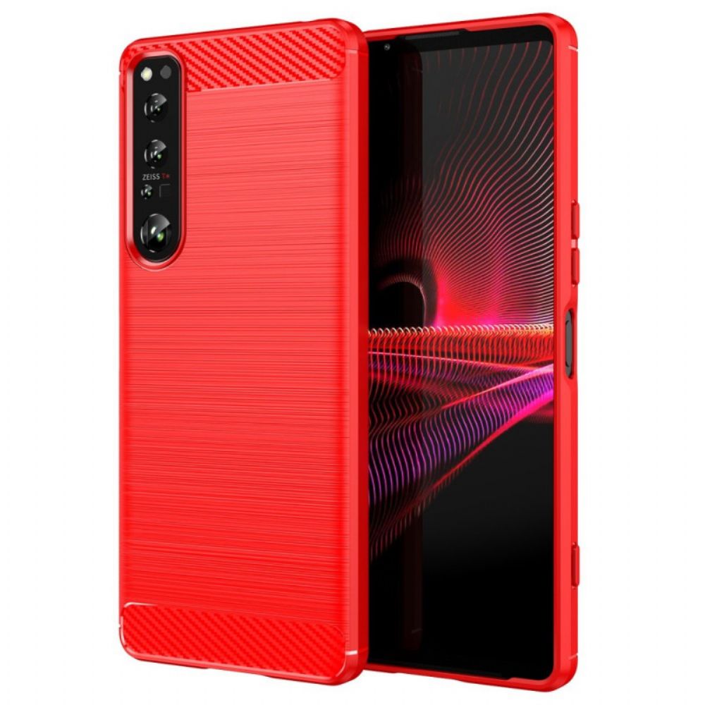 Hoesje voor Sony Xperia 1 IV Geborstelde Koolstofvezel