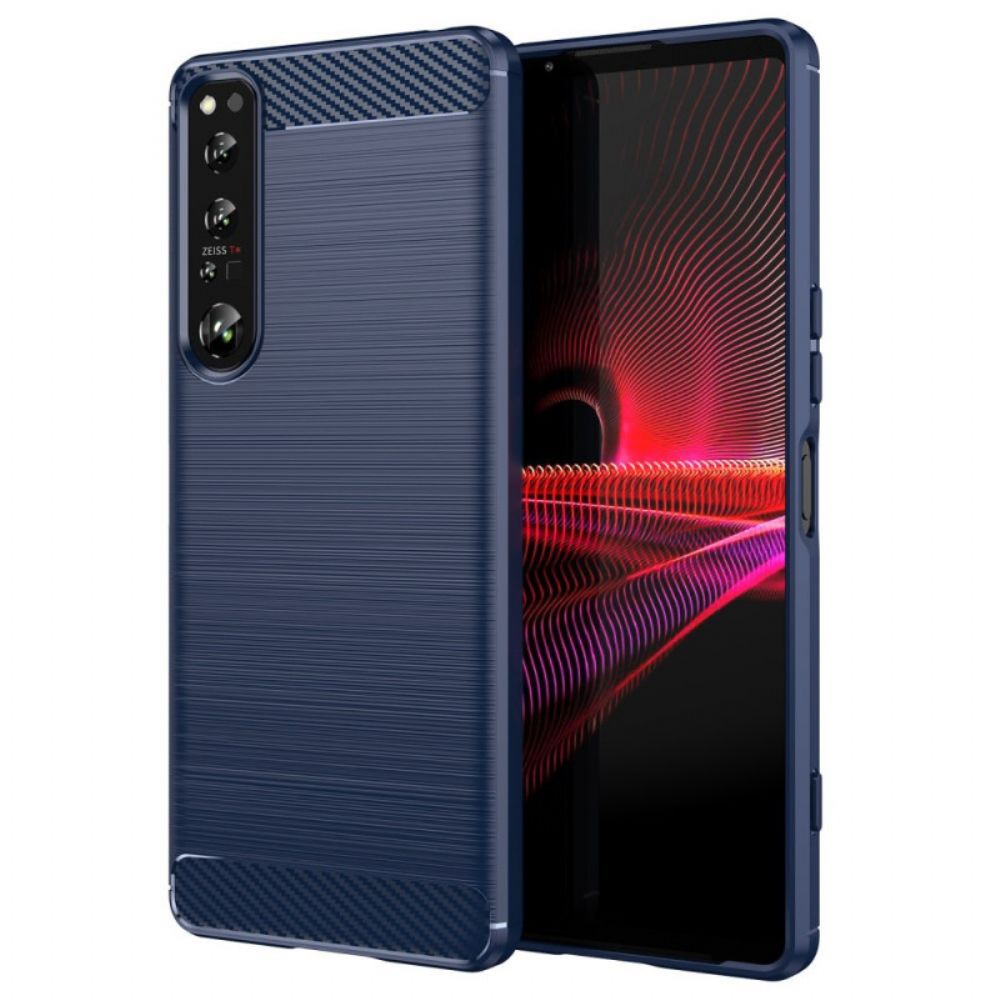 Hoesje voor Sony Xperia 1 IV Geborstelde Koolstofvezel