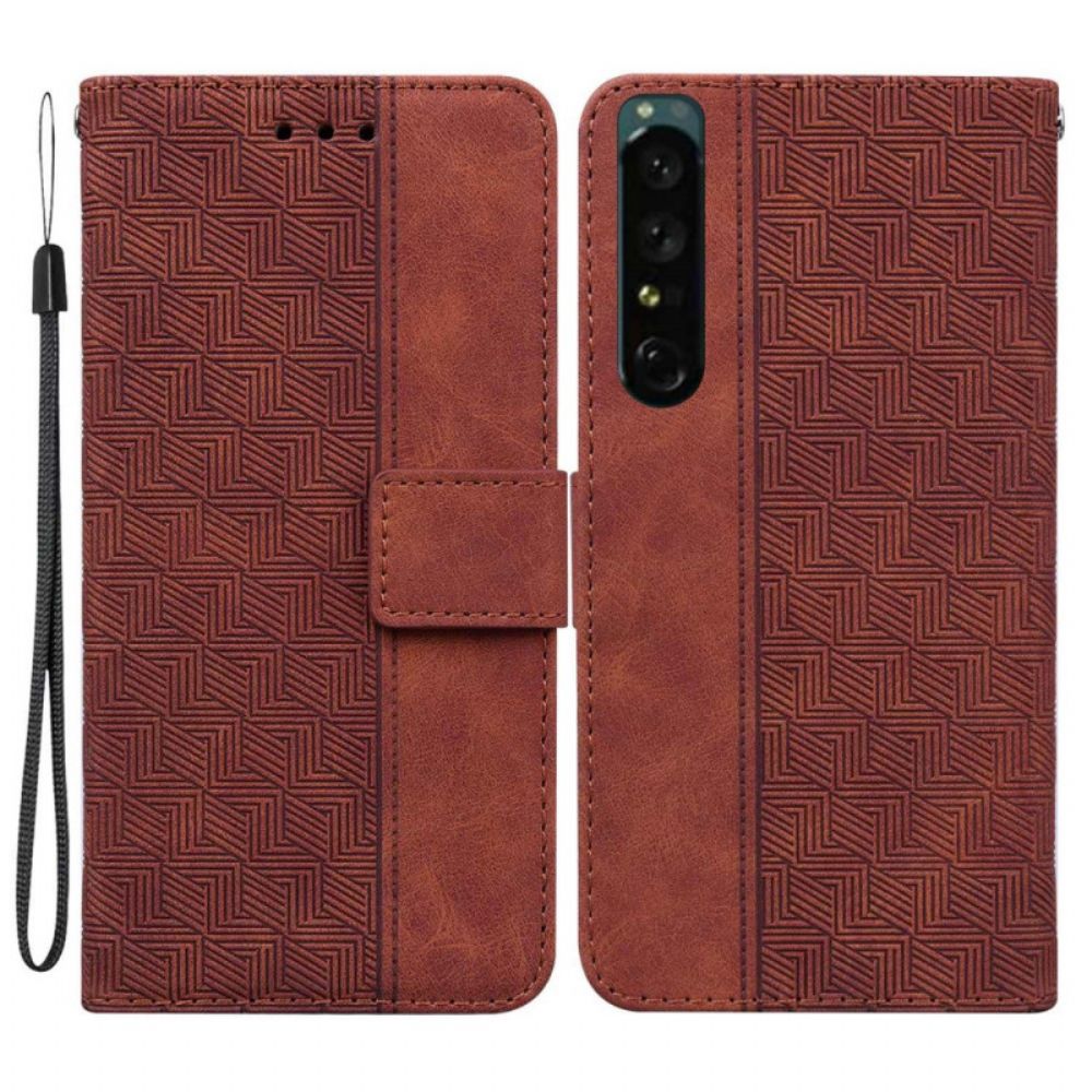 Leren Hoesje voor Sony Xperia 1 IV Met Ketting Stringpatroon