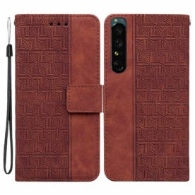 Leren Hoesje voor Sony Xperia 1 IV Met Ketting Stringpatroon