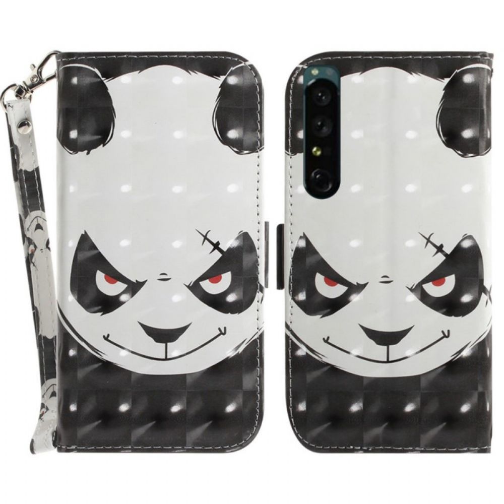 Leren Hoesje voor Sony Xperia 1 IV Met Ketting Thong Panda