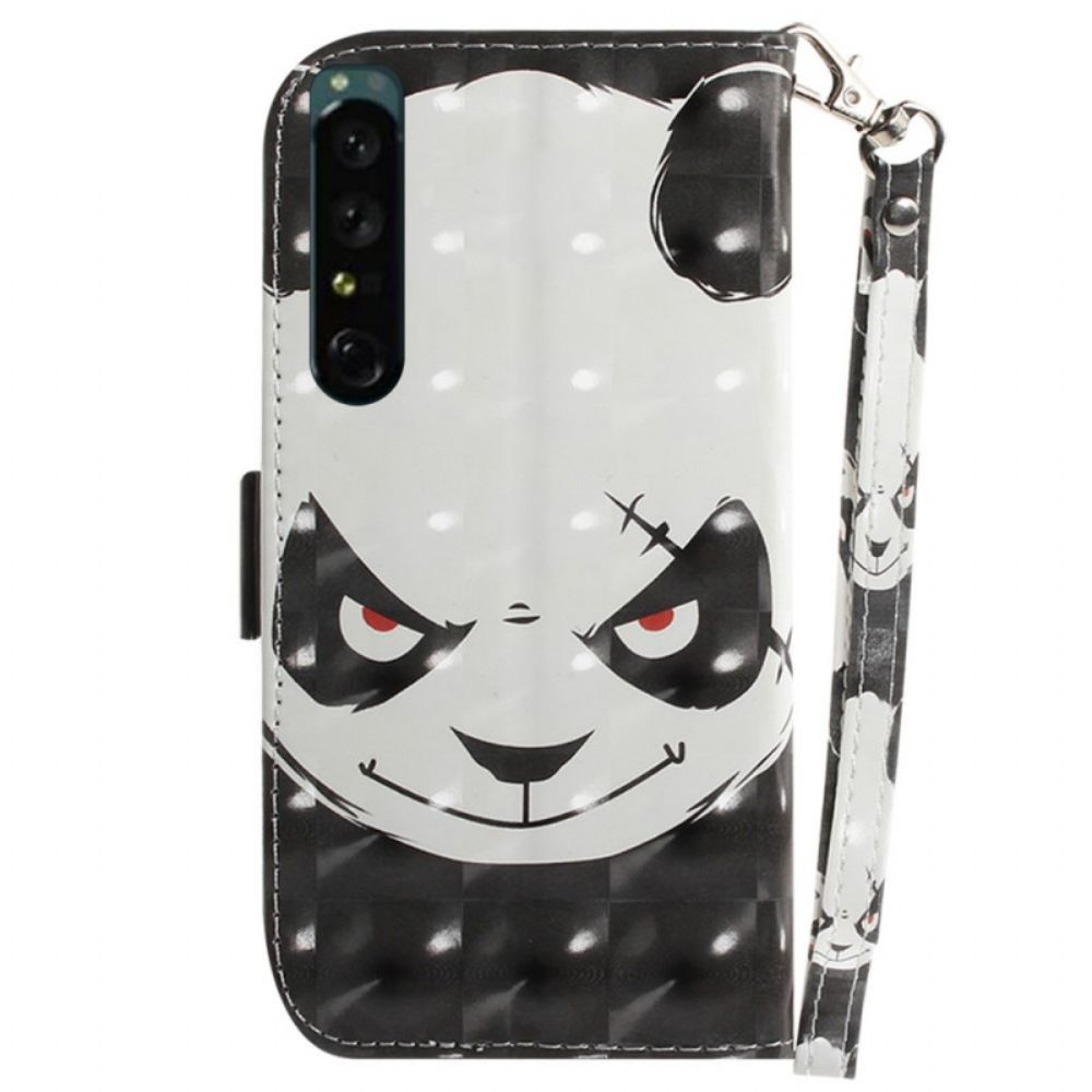 Leren Hoesje voor Sony Xperia 1 IV Met Ketting Thong Panda