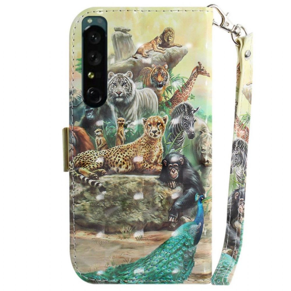 Leren Hoesje voor Sony Xperia 1 IV Met Ketting Thong Safari