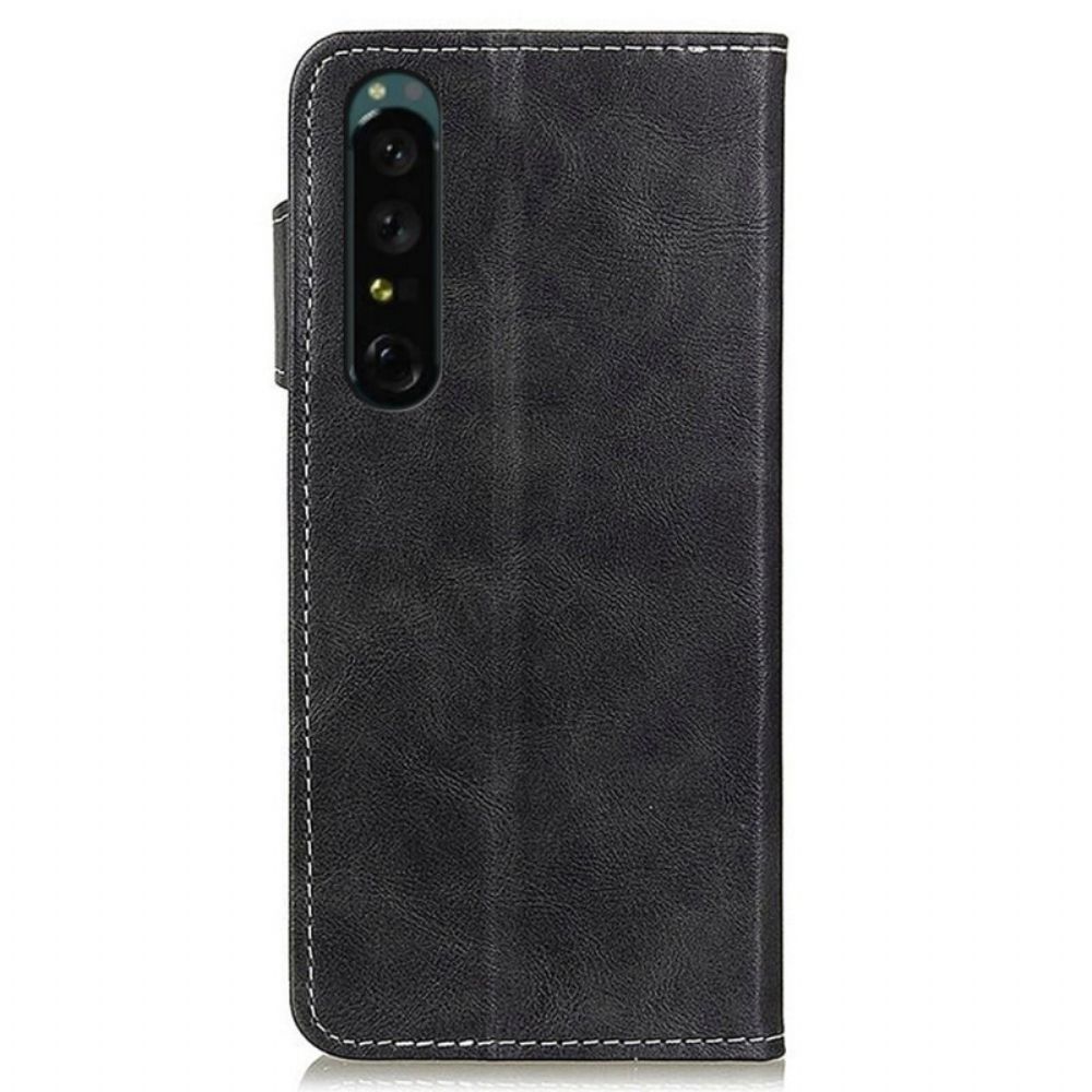 Leren Hoesje voor Sony Xperia 1 IV Naaiontwerp