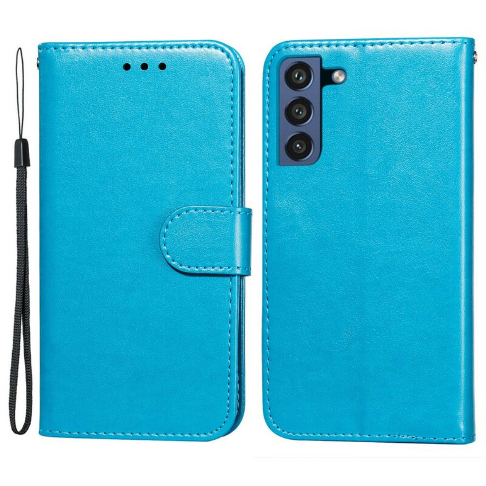 Flip Case voor Samsung Galaxy S21 FE Met Ketting Effen Kleur Serie Band