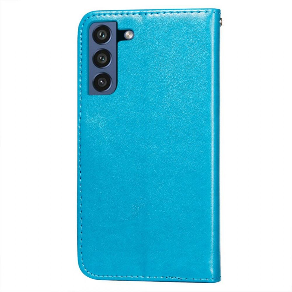 Flip Case voor Samsung Galaxy S21 FE Met Ketting Effen Kleur Serie Band