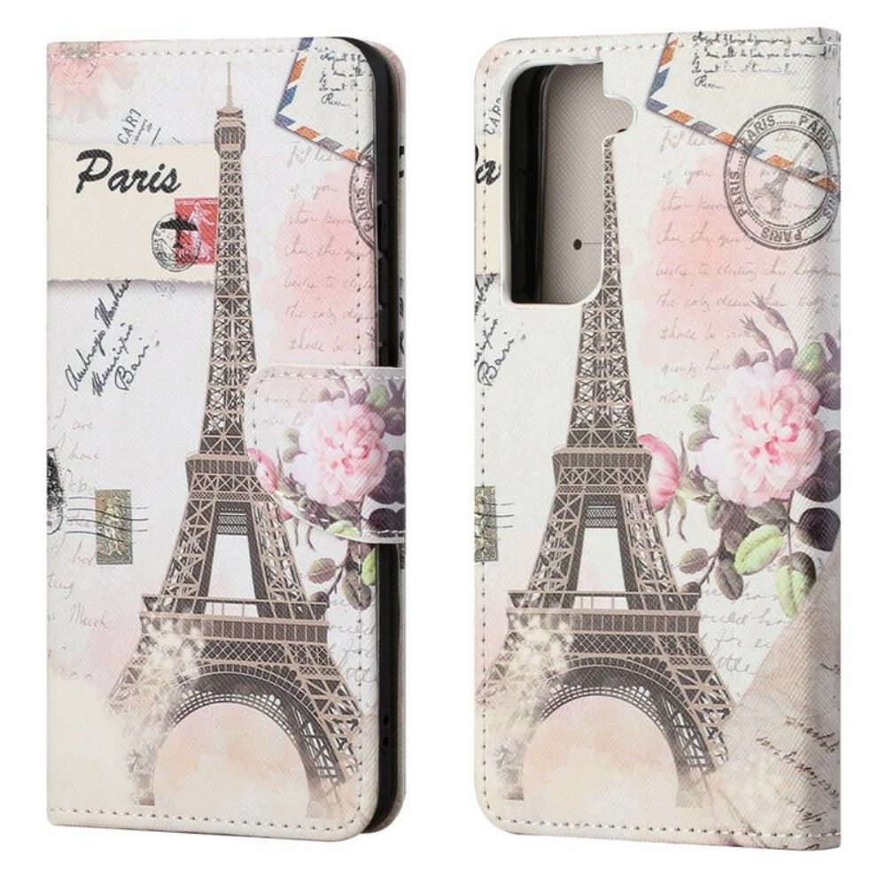 Flip Case voor Samsung Galaxy S21 FE Retro Eiffeltoren