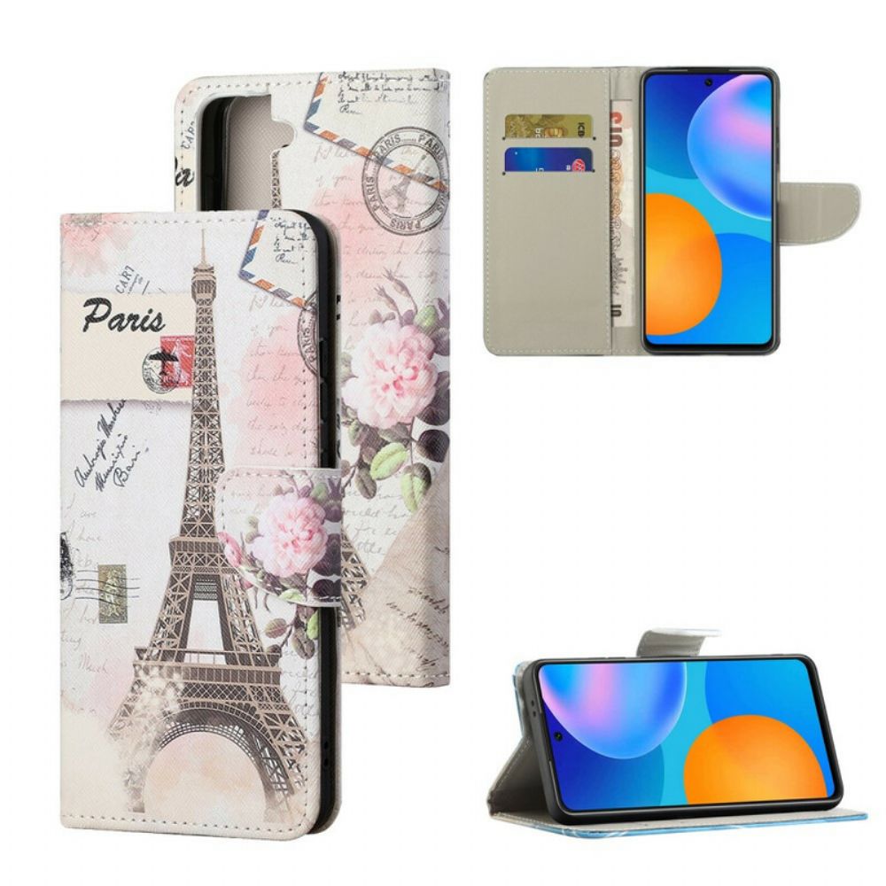 Flip Case voor Samsung Galaxy S21 FE Retro Eiffeltoren