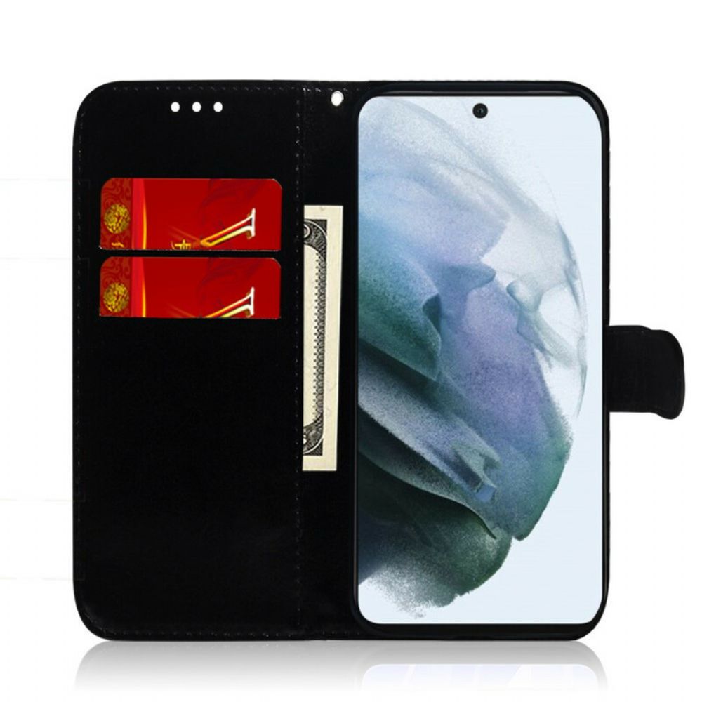 Flip Case voor Samsung Galaxy S21 FE Spiegelkap Van Kunstleer