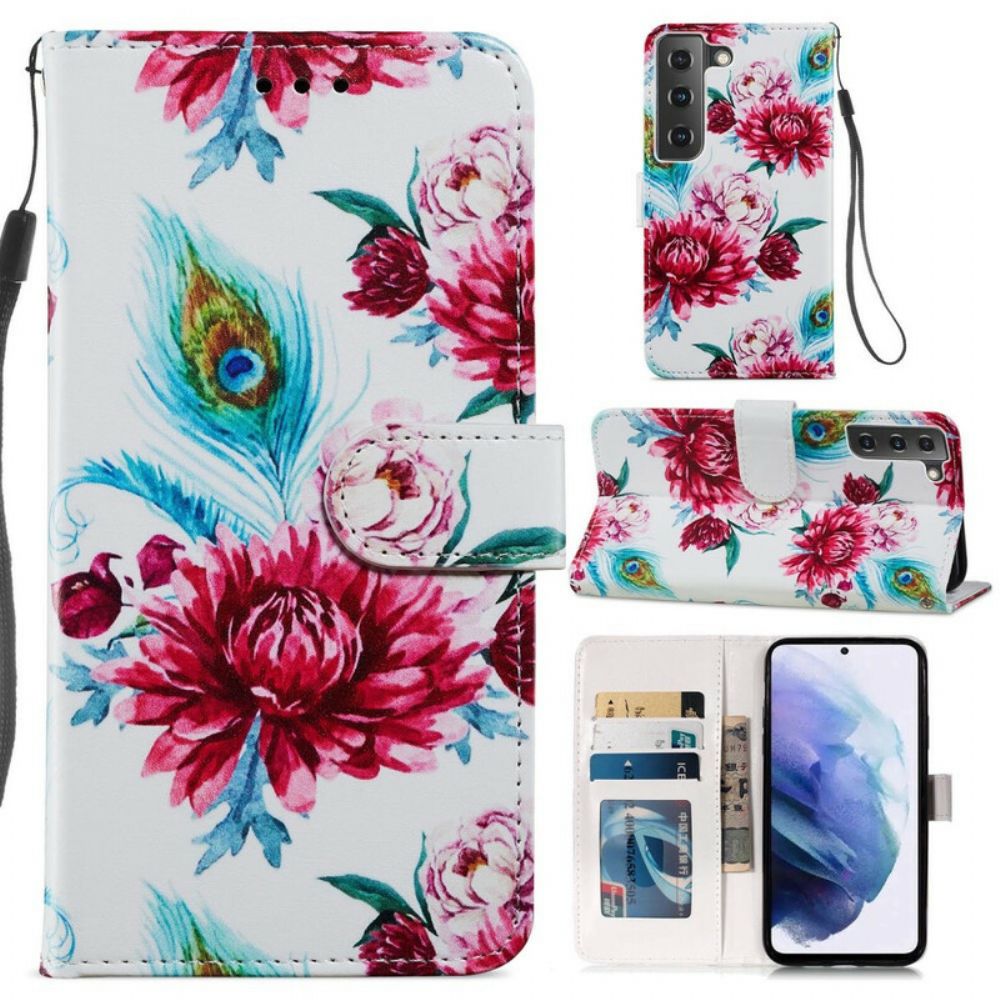 Folio-hoesje voor Samsung Galaxy S21 FE Intense Bloemen