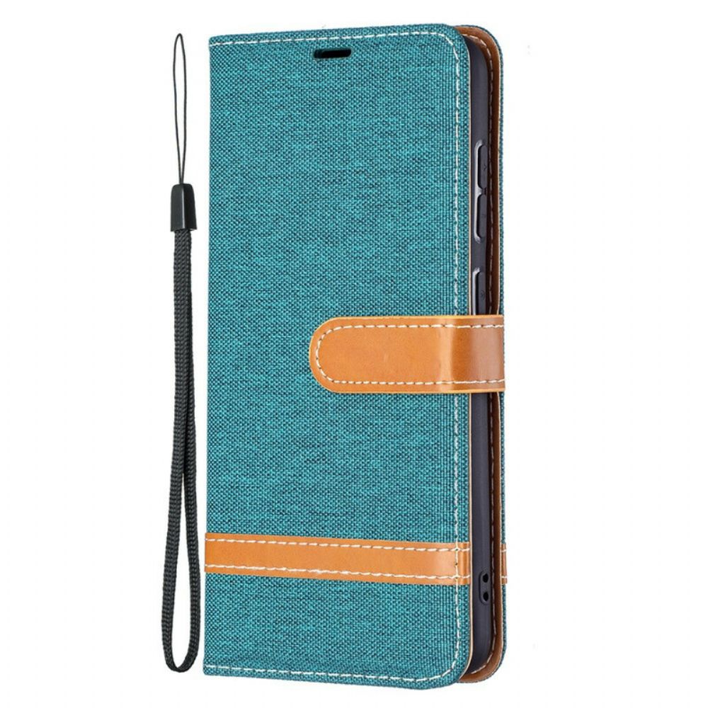 Folio-hoesje voor Samsung Galaxy S21 FE Met Ketting Band Met Stof En Leereffect