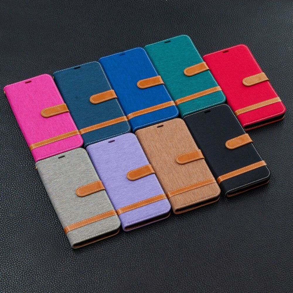 Folio-hoesje voor Samsung Galaxy S21 FE Met Ketting Band Met Stof En Leereffect