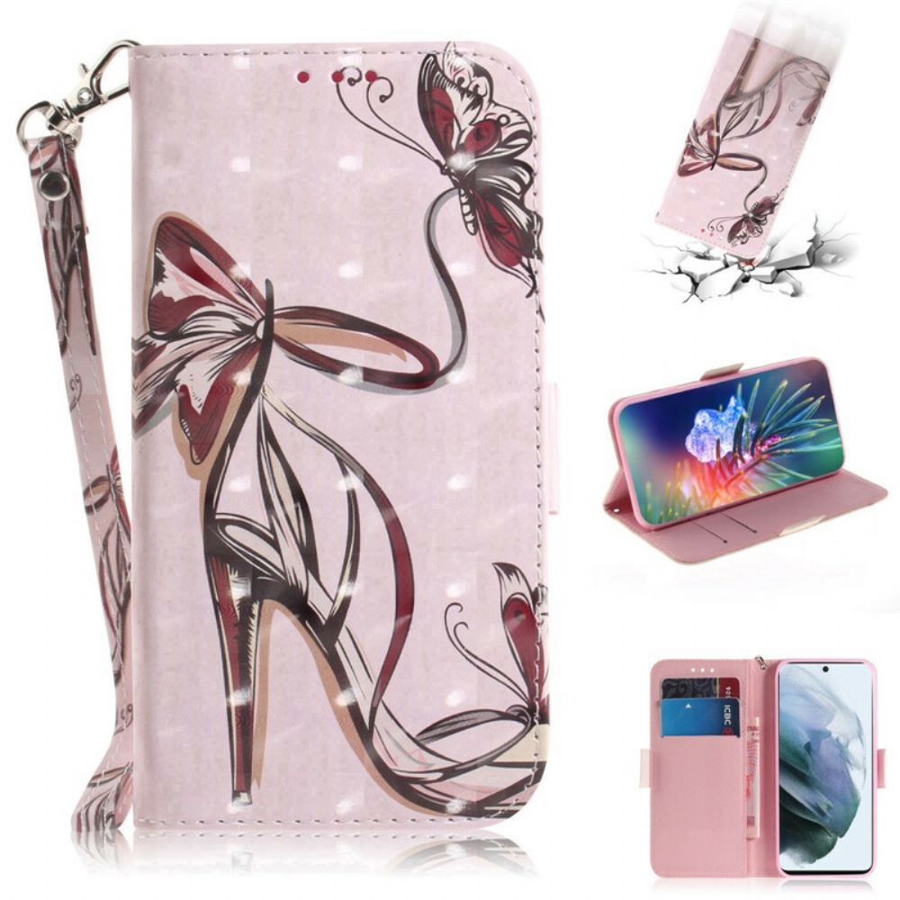 Folio-hoesje voor Samsung Galaxy S21 FE Met Ketting Bandpomp