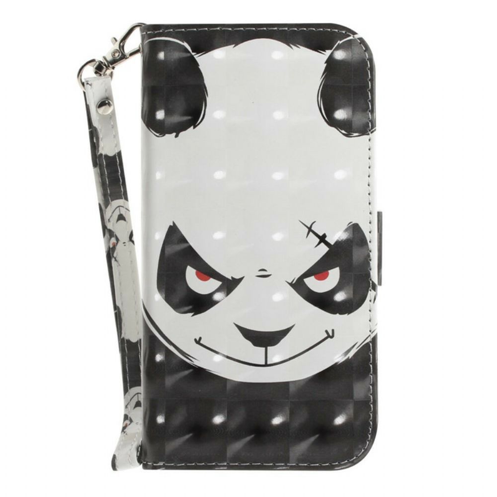 Folio-hoesje voor Samsung Galaxy S21 FE Met Ketting Boze Panda Met Riem