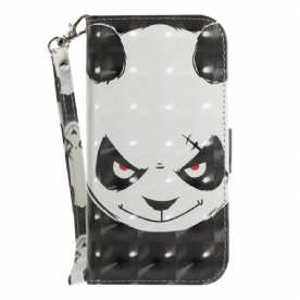 Folio-hoesje voor Samsung Galaxy S21 FE Met Ketting Boze Panda Met Riem