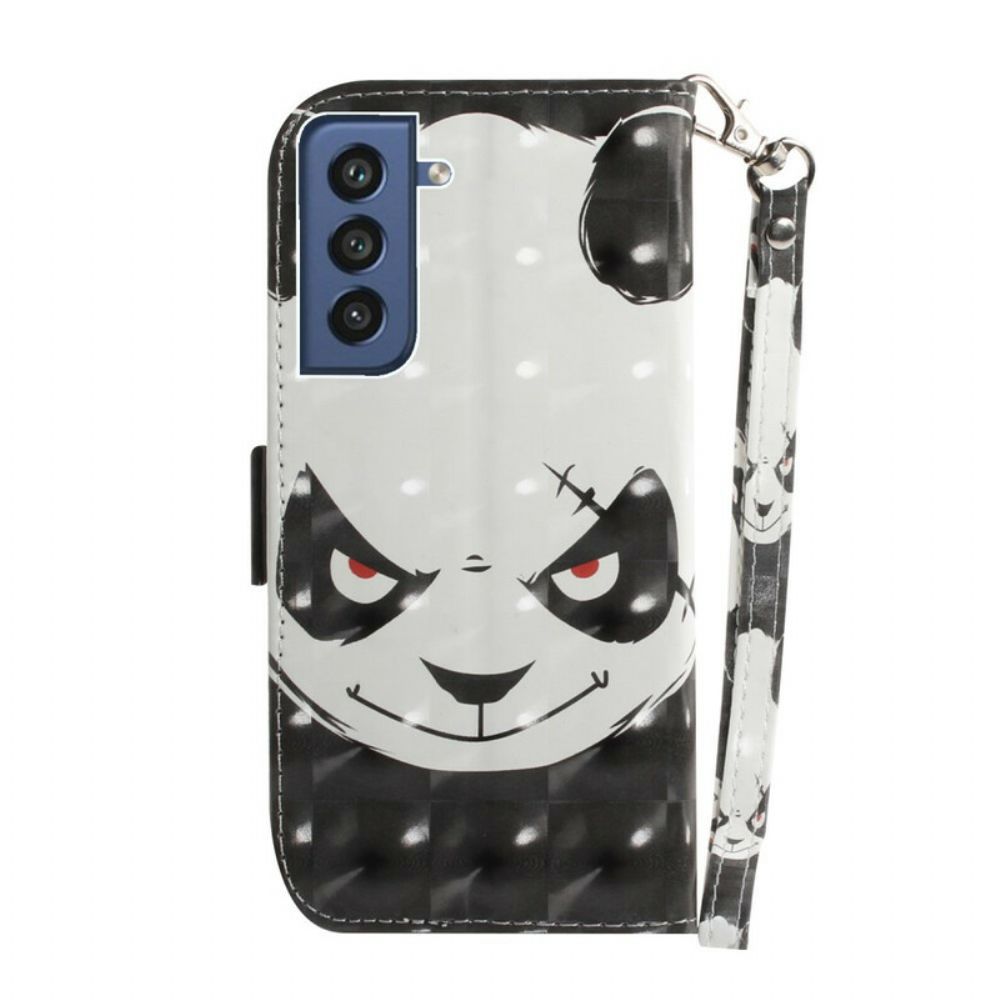 Folio-hoesje voor Samsung Galaxy S21 FE Met Ketting Boze Panda Met Riem