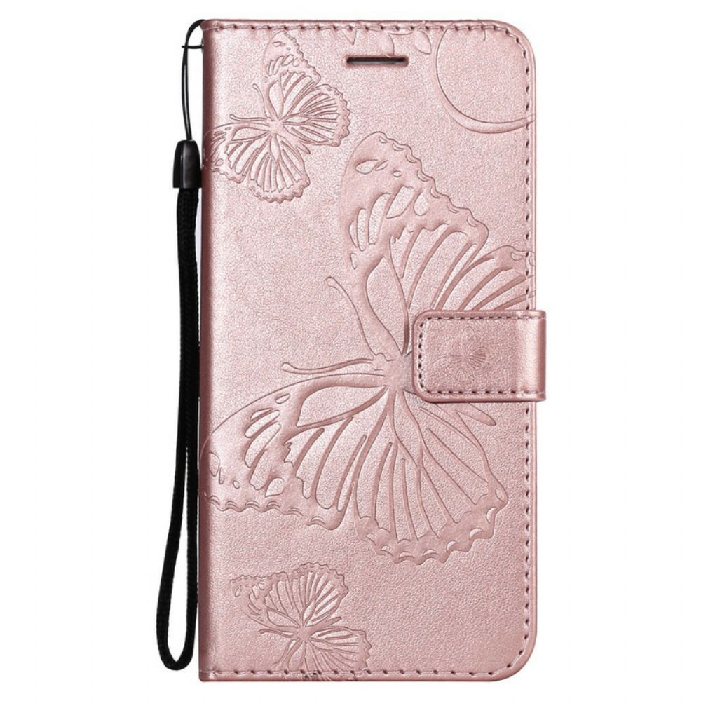 Folio-hoesje voor Samsung Galaxy S21 FE Met Ketting Reuzenvlinders Met Bandjes