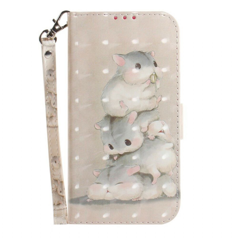 Folio-hoesje voor Samsung Galaxy S21 FE Met Ketting Thong Hamsters