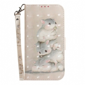 Folio-hoesje voor Samsung Galaxy S21 FE Met Ketting Thong Hamsters