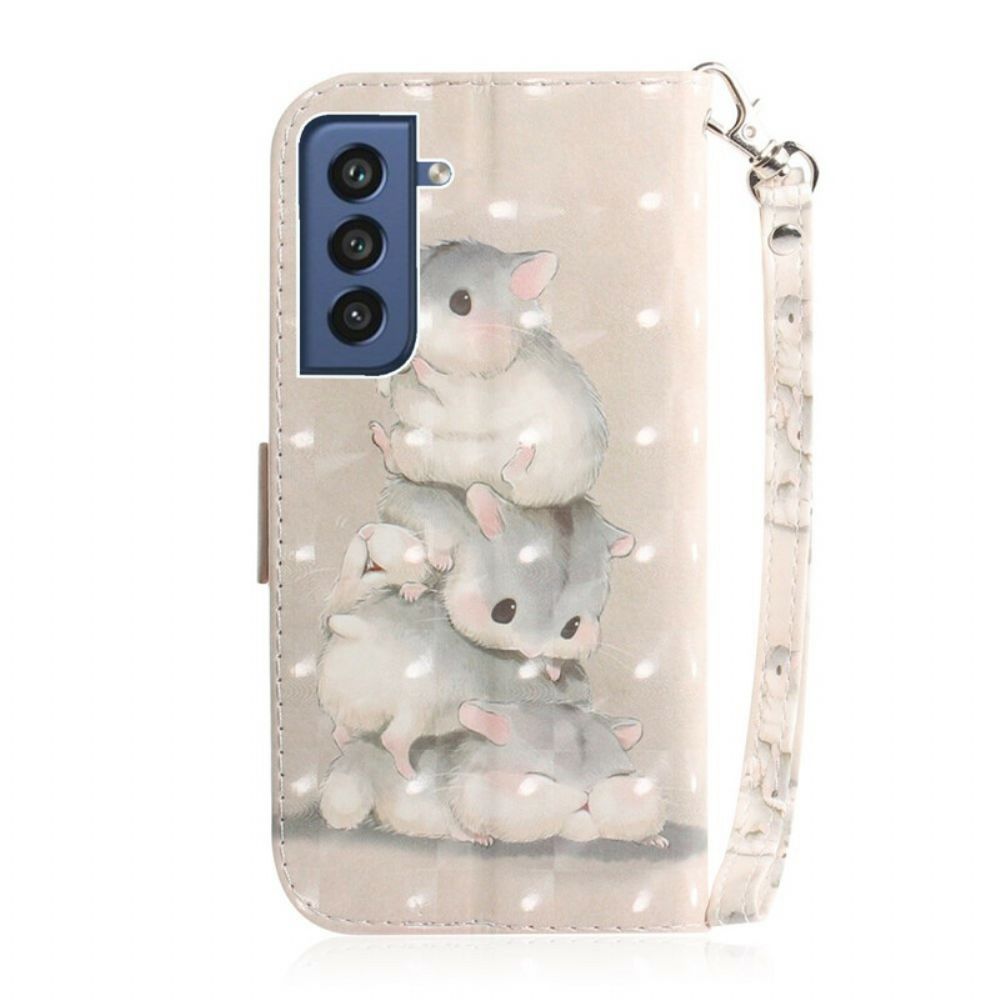 Folio-hoesje voor Samsung Galaxy S21 FE Met Ketting Thong Hamsters