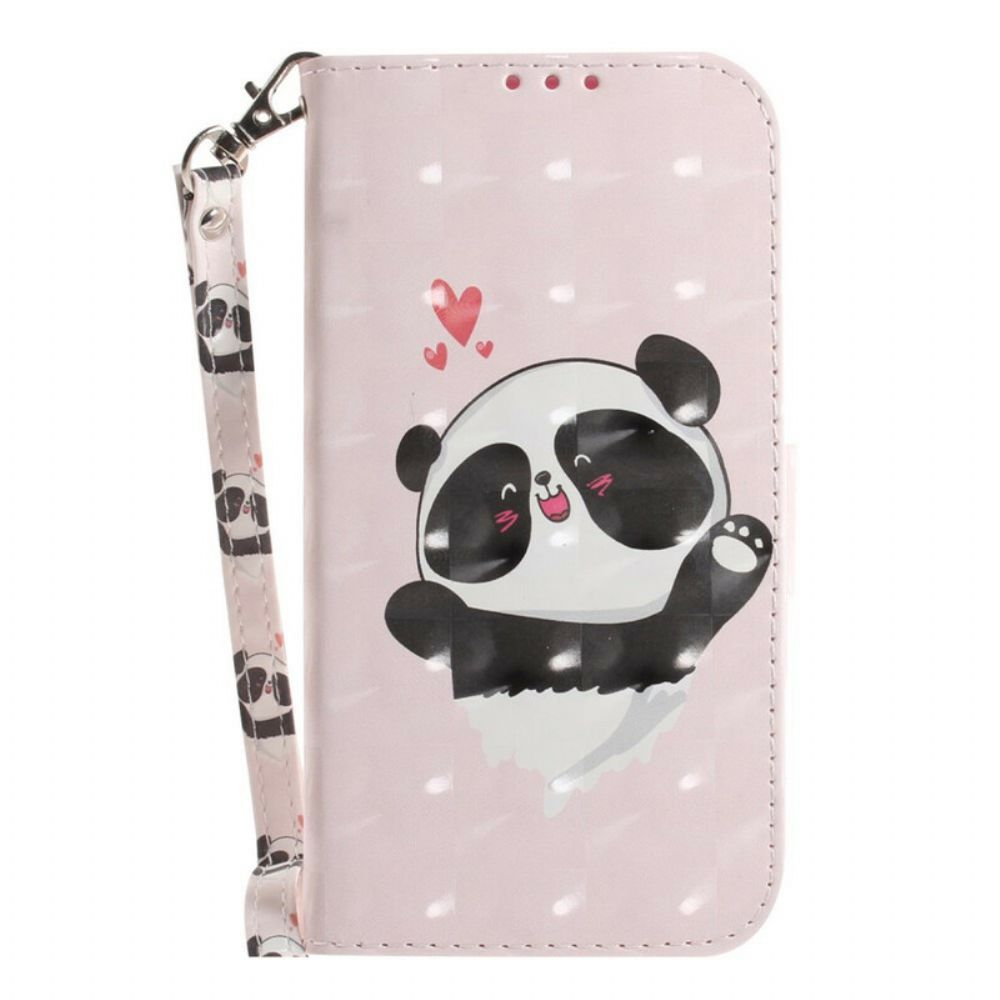 Folio-hoesje voor Samsung Galaxy S21 FE Met Ketting Thong Panda Liefde