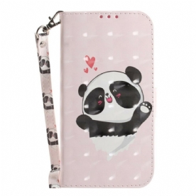 Folio-hoesje voor Samsung Galaxy S21 FE Met Ketting Thong Panda Liefde