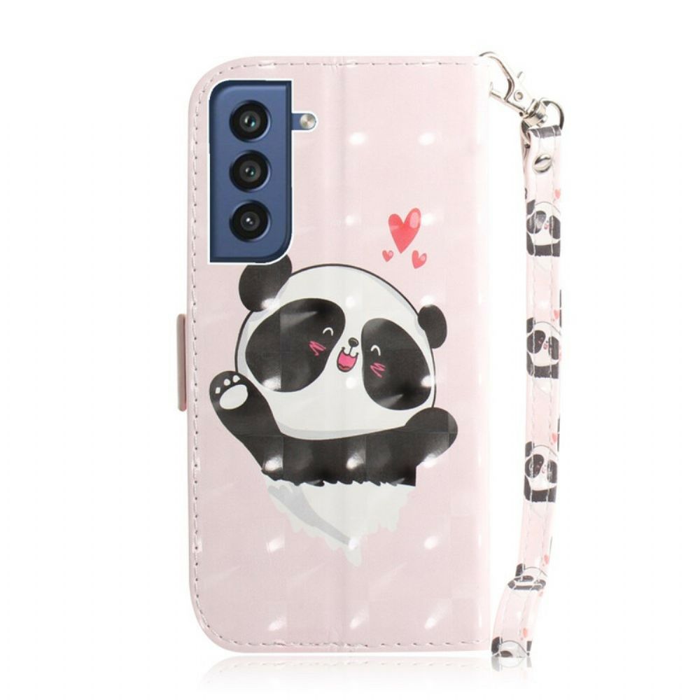 Folio-hoesje voor Samsung Galaxy S21 FE Met Ketting Thong Panda Liefde