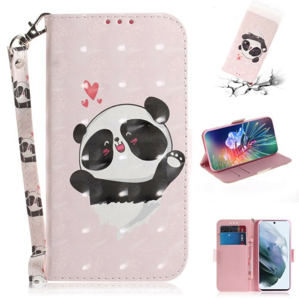 Folio-hoesje voor Samsung Galaxy S21 FE Met Ketting Thong Panda Liefde