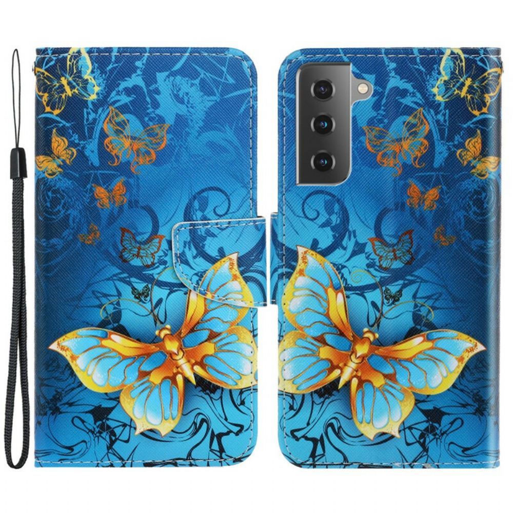 Folio-hoesje voor Samsung Galaxy S21 FE Met Ketting Vlinderriem Variaties