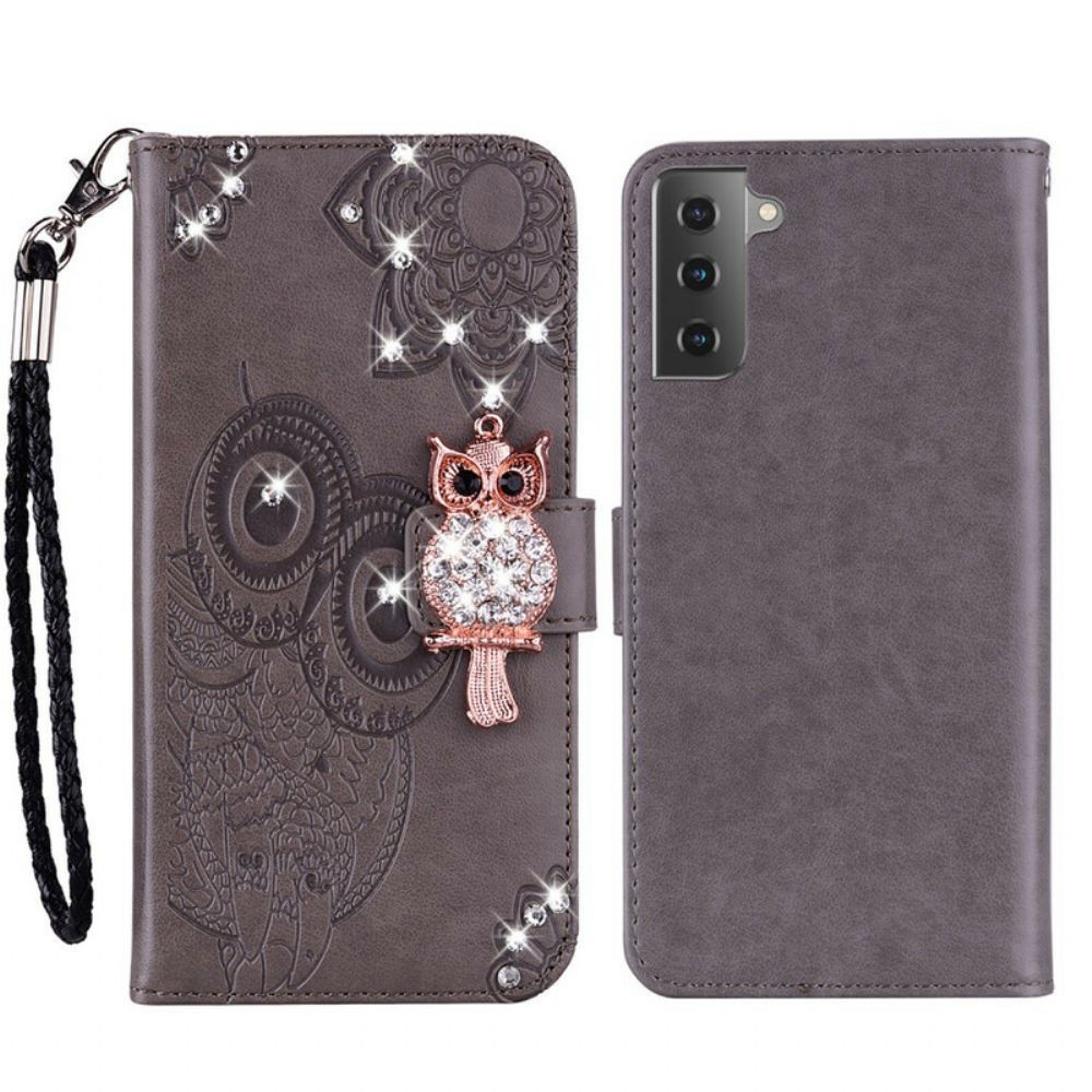 Folio-hoesje voor Samsung Galaxy S21 FE Uil Mandala En Charm